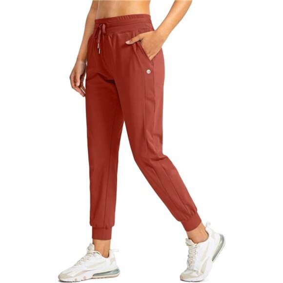 Women's Joggers Pants w/ Zipper Pockets High Waisted Athletic Tapered Sweatpants - Picture 1 of 7
